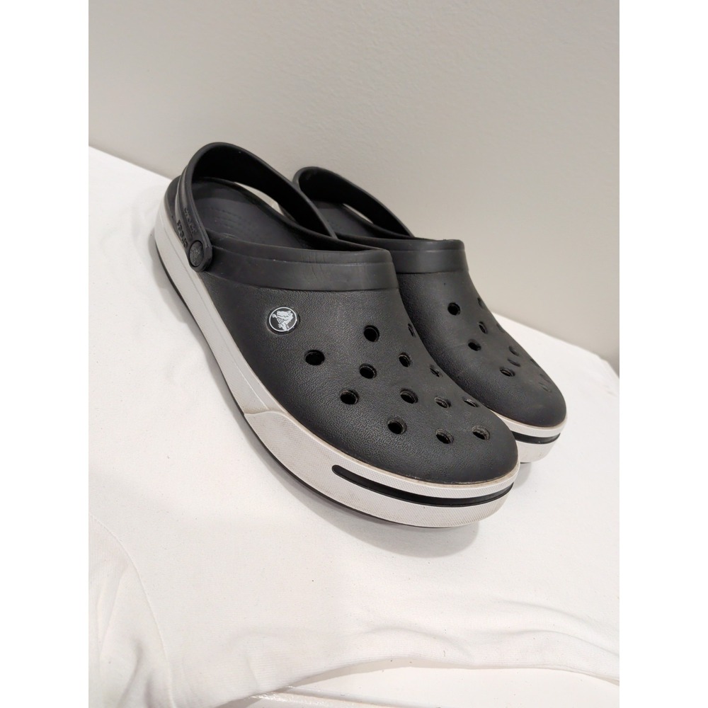 Crocs Crocband II Clogs  Mens Sz 11 Lightweight Black White Band